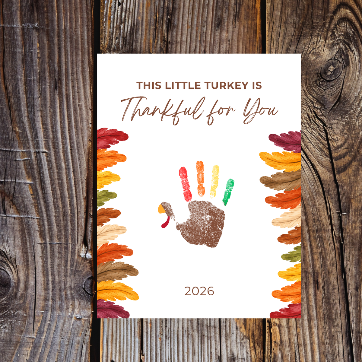 This Little Turkey Is Thankful for You Handprint Craft Printable, Thanksgiving Turkey Keepsake, Fall Handprint Activity for Kids, Preschool Kindergarten PDF