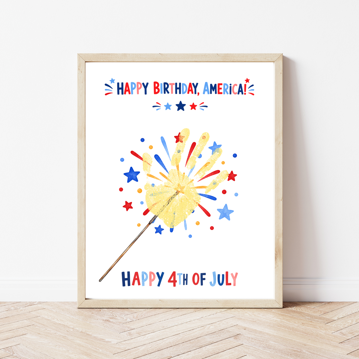 4th of July Handprint Craft for Kids | Patriotic Preschool & Kindergarten Activity | Happy Birthday America Printable