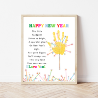 Happy New Year Sparkler Poem Handprint & Fingerprint Craft | New Year's Printable | Preschool New Year Keepsake | Kindergarten 2027 Activity