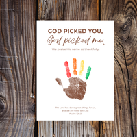 Christian Thanksgiving Turkey Handprint Craft Printable | God Picked You God Picked Me | Thanksgiving Bible Craft for Kids | Sunday School Activity