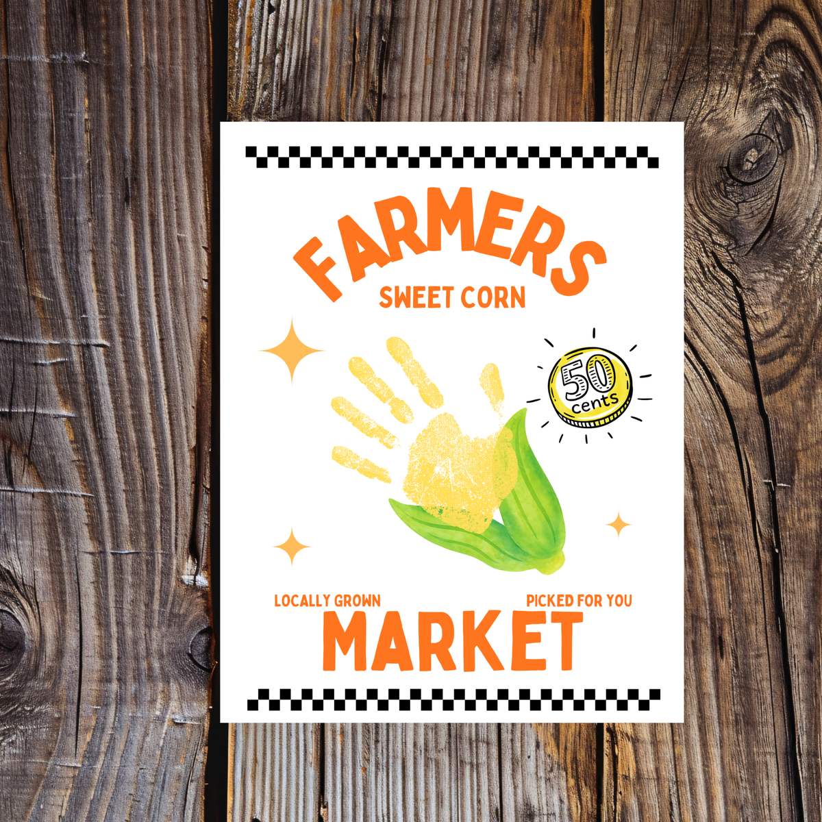 Farmers Market Sweet Corn Handprint Craft Printable, Corn Handprint Keepsake, Fall Harvest Activity, Preschool Kindergarten Thanksgiving PDF