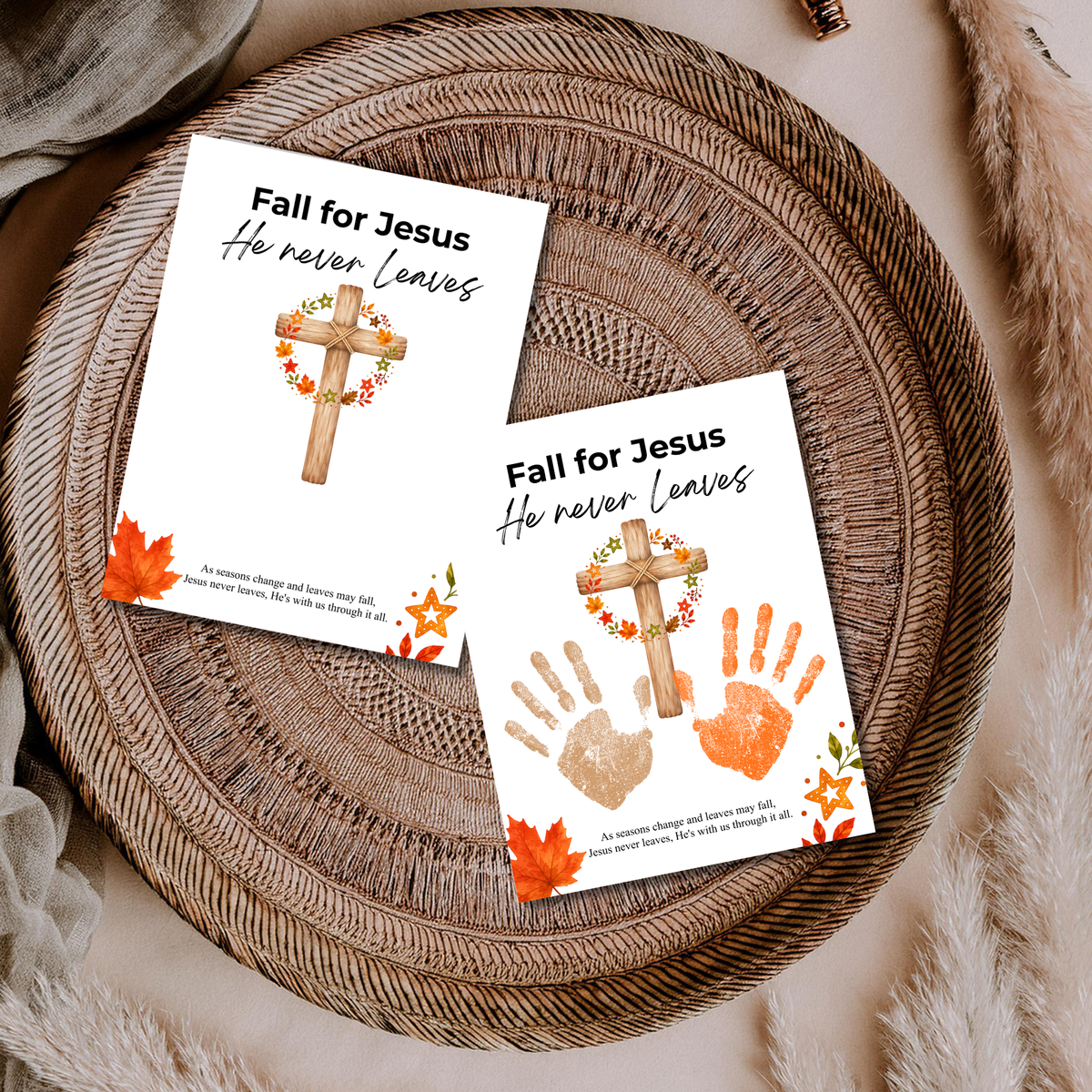 Fall for Jesus Cross Handprint Craft | Christian Fall Printable | Autumn Keepsake for Kids