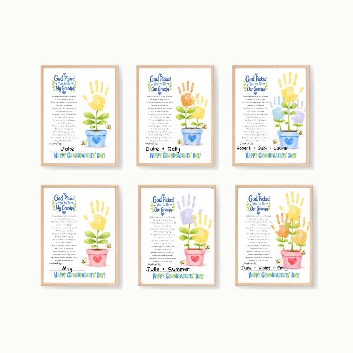 Grandparents Day Handprint Craft for Kids | God Picked You to Be My Grandpa & Our Grandpa Christian Keepsake