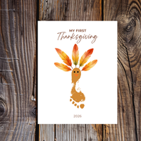My First Thanksgiving Footprint Craft Printable | Baby Turkey Footprint Keepsake | Thanksgiving Baby Craft | Infant Toddler Thanksgiving Memory