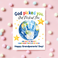 God Picked You, God Picked Me Grandparents Day Handprint Craft Printable | Christian Grandparent Gift | Faith-Based Keepsake PDF