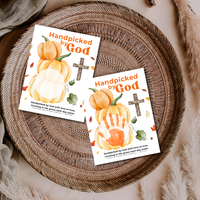 Handpicked by God Pumpkin Handprint Craft | Christian Thanksgiving Printable | Fall Harvest Keepsake