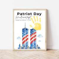 Patriot Day September 11th Handprint Craft Printable | 9/11 Remembrance Keepsake | Twin Towers Handprint Activity | Preschool Patriot Day Craft