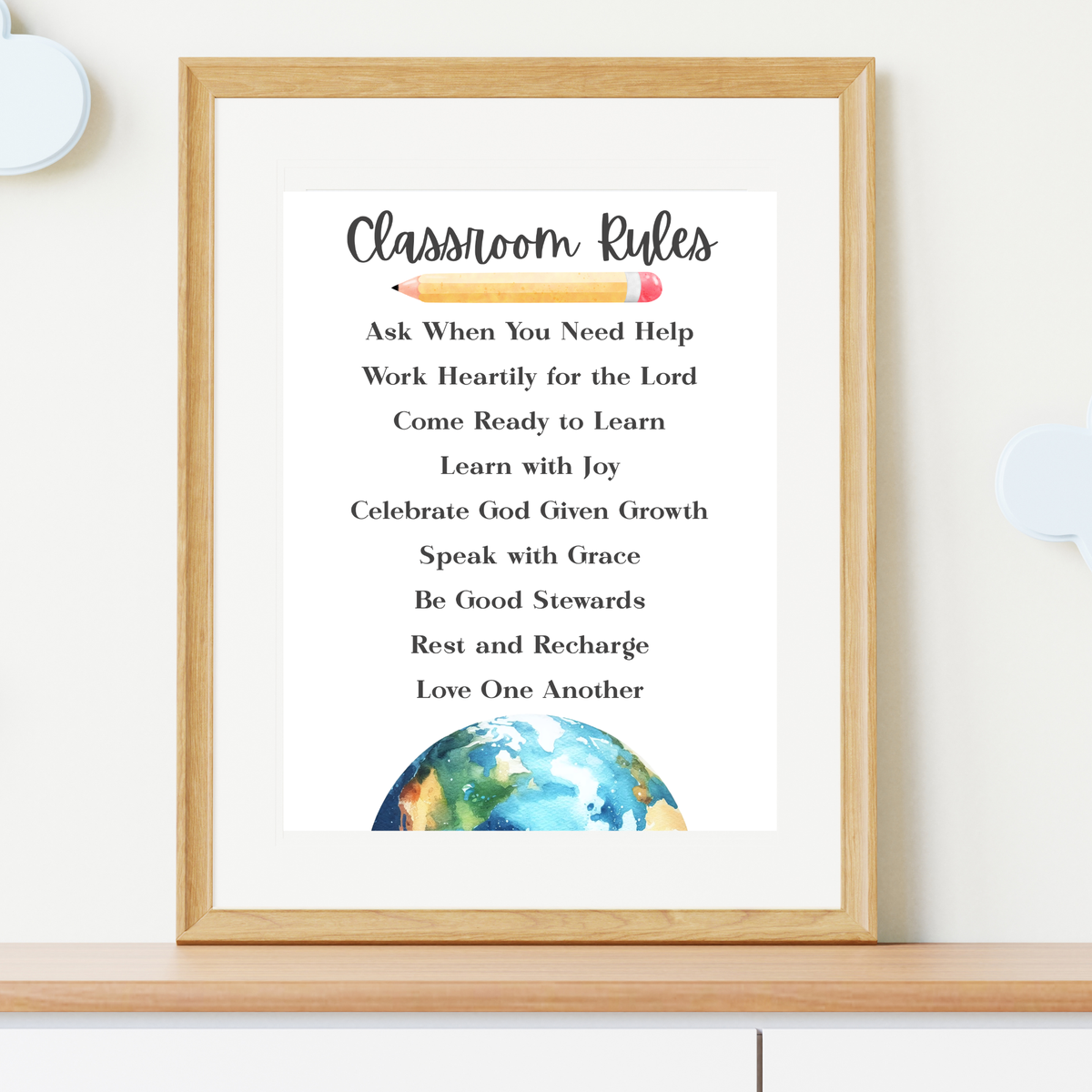 Christian Classroom Rules Printable Poster Set | Bible Classroom Decor | Christian School Rules | Sunday School Wall Art | Homeschool Classroom Poster