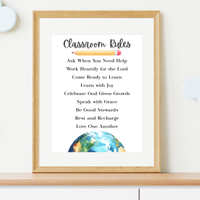 Christian Classroom Rules Printable Poster Set | Bible Classroom Decor | Christian School Rules | Sunday School Wall Art | Homeschool Classroom Poster