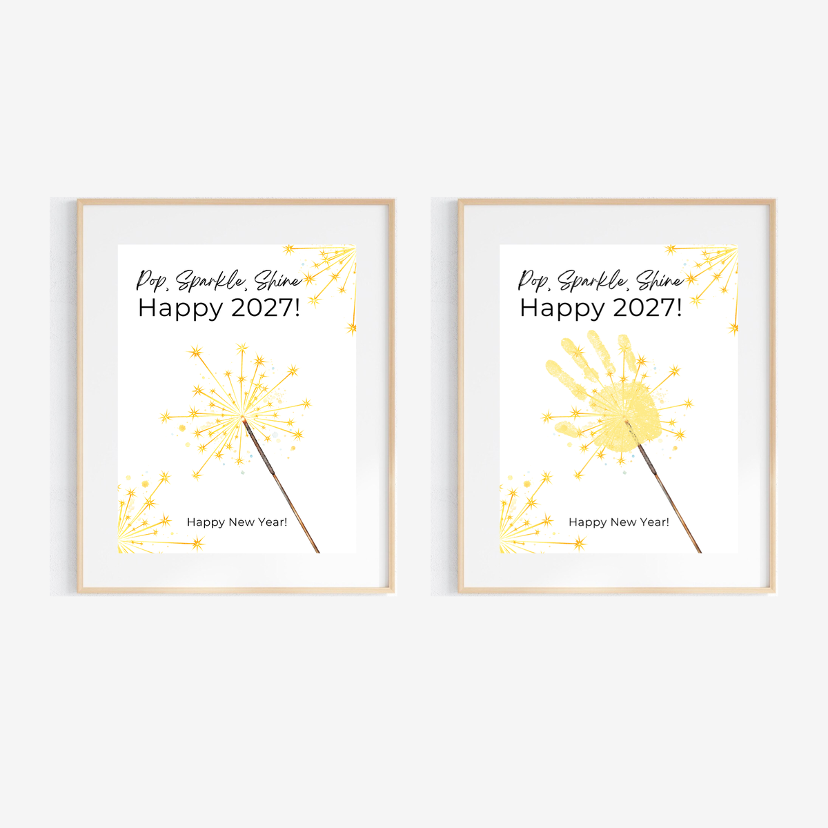 Pop, Sparkle, Shine Handprint & Fingerprint Craft | Happy New Year 2027 Printable | Preschool New Year's Eve Activity | Kids Keepsake Craft