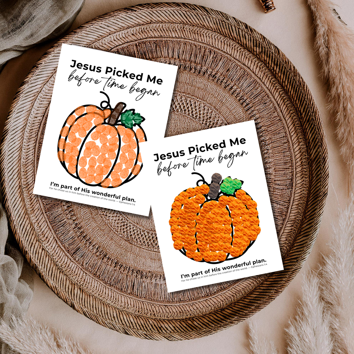 Jesus Picked Me Before Time Began Pumpkin Craft | Christian Fall Printable | Preschool Thanksgiving Activity