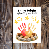 Campfire Handprint Craft Printable | Shine Bright When It's Darkest | Fall Campfire Keepsake | Halloween Thanksgiving Preschool Activity