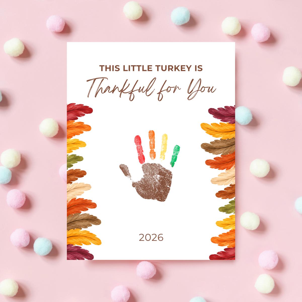 This Little Turkey Is Thankful for You Handprint Craft Printable, Thanksgiving Turkey Keepsake, Fall Handprint Activity for Kids, Preschool Kindergarten PDF