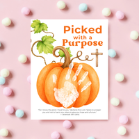 Picked with a Purpose Pumpkin Handprint Craft Printable, Christian Pumpkin Keepsake, Baby's First Fall, Faith-Based Autumn Activity