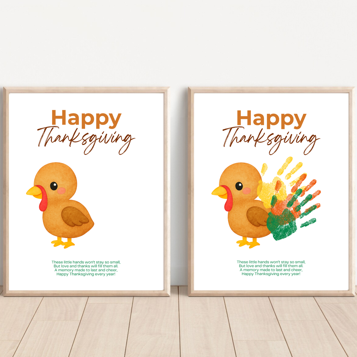 Happy Thanksgiving Turkey Handprint Craft Printable | Thanksgiving Handprint Keepsake | Preschool Fall Activity PDF