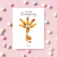My First Thanksgiving Footprint Craft Printable | Baby Turkey Footprint Keepsake | Thanksgiving Baby Craft | Infant Toddler Thanksgiving Memory