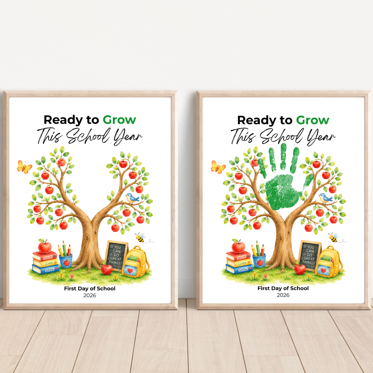 Ready to Grow This School Year Handprint Craft Printable, First Day of School Keepsake, Apple Tree Handprint Activity, Preschool Kindergarten PDF