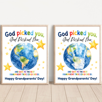 God Picked You, God Picked Me Grandparents Day Handprint Craft Printable | Christian Grandparent Gift | Faith-Based Keepsake PDF