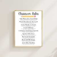 Christian Classroom Rules Printable Poster Set | Bible Classroom Decor | Christian School Rules | Sunday School Wall Art | Homeschool Classroom Poster
