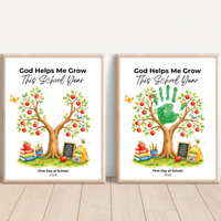 God Helps Me Grow This School Year Handprint Craft Printable, Christian First Day of School Keepsake, Apple Tree Handprint Activity, Preschool Kindergarten PDF
