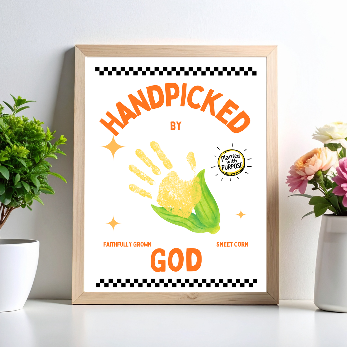 Handpicked by God Corn Handprint Craft | Christian Thanksgiving Printable | Preschool Fall Keepsake