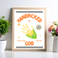 Handpicked by God Corn Handprint Craft | Christian Thanksgiving Printable | Preschool Fall Keepsake