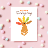Happy Thanksgiving Footprint Craft Printable, Turkey Footprint Keepsake, Fall Thanksgiving Activity for Kids, Preschool Classroom Craft PDF