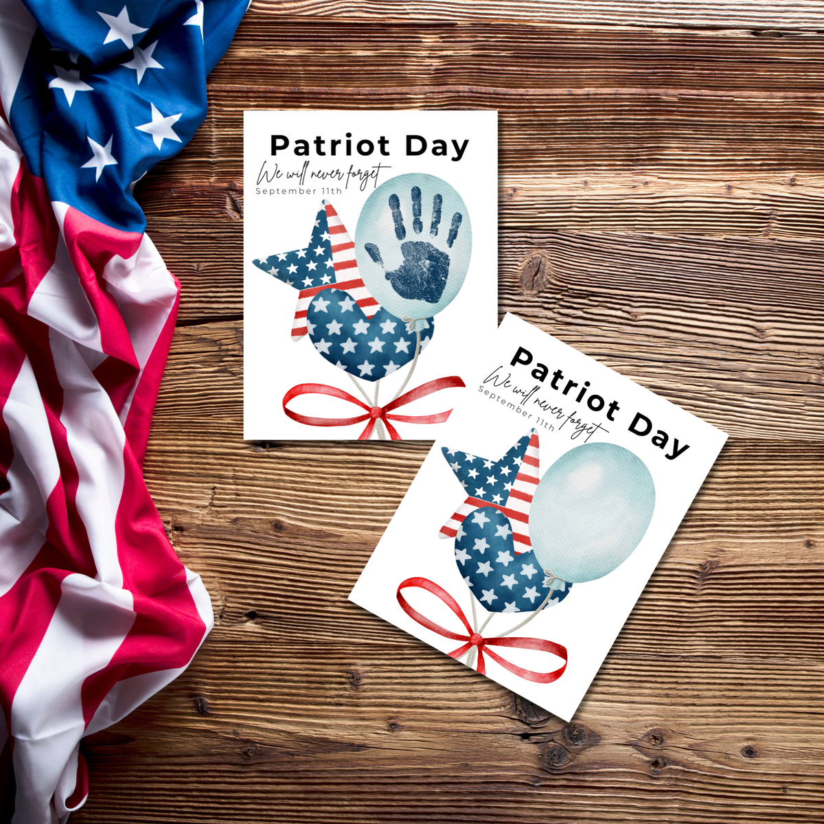 Patriot Day Balloons Handprint Craft for Kids | September 11th Preschool 9/11 Remembrance Activity & Keepsake