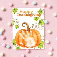 Happy Thanksgiving Pumpkin Handprint Craft Printable, Baby's First Thanksgiving Keepsake, Thanksgiving Handprint Activity, Preschool Fall Craft, Pumpkin Printable