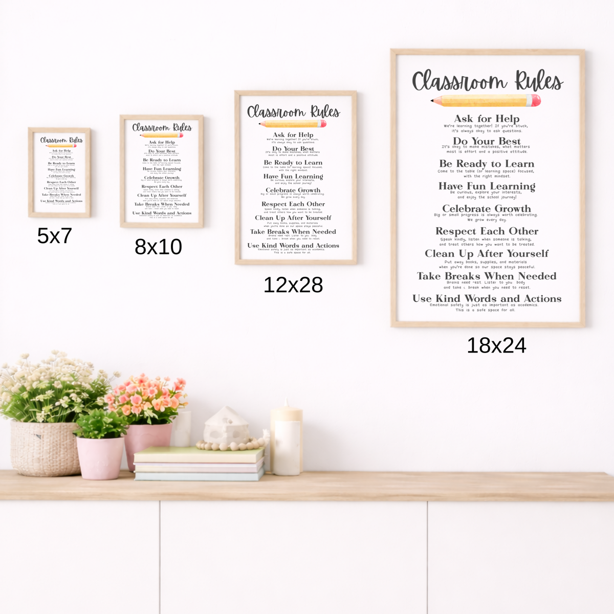 Classroom Rules Poster | Homeschool Rules Chart for Kids | Behavior Expectations & Learning Routine Visual | Educational Wall Art