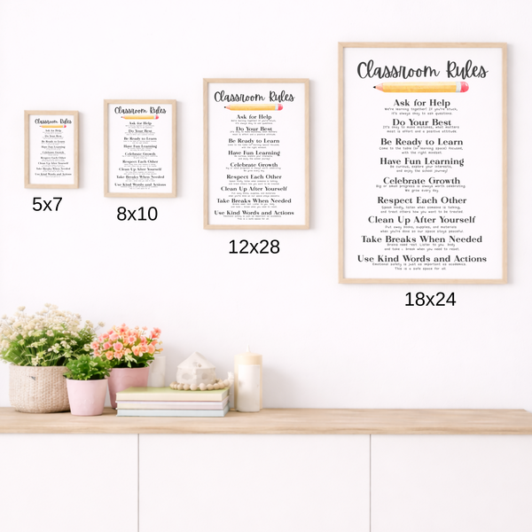 Classroom Rules Poster | Homeschool Rules Chart for Kids | Behavior Expectations & Learning Routine Visual | Educational Wall Art