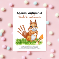 Christian Fall Squirrel Handprint Craft Printable | Acorns Autumn & God’s Love | Bible Fall Activity for Kids | 1 John 3:1 Keepsake