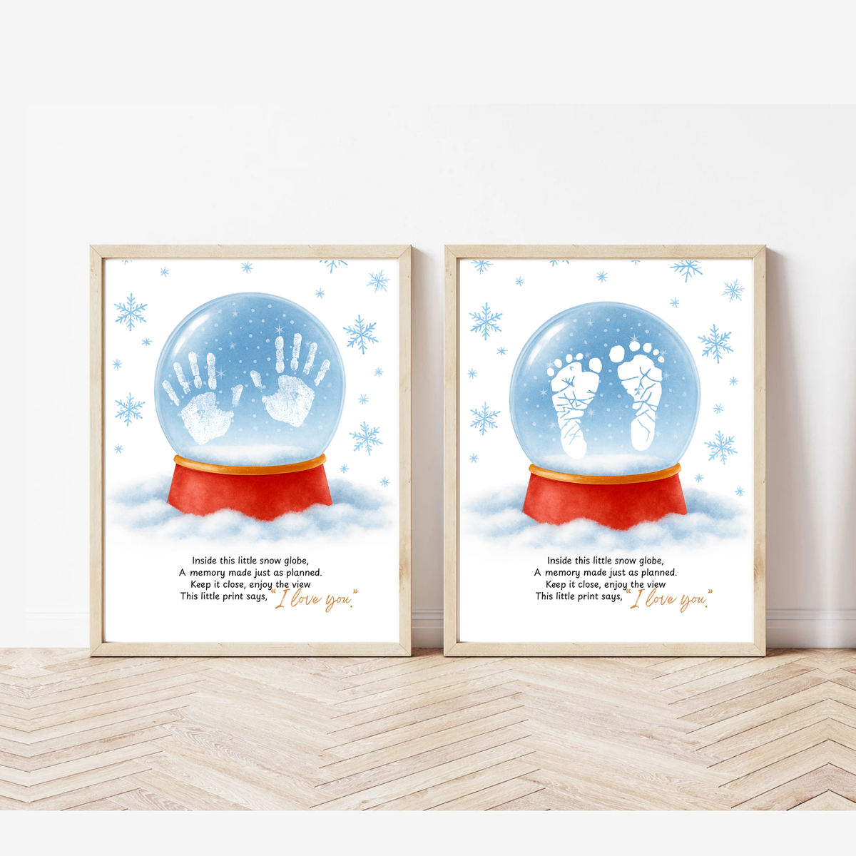 Snow Globe Handprint & Footprint Craft | Winter Keepsake Printable | Preschool Handprint Activity | Baby Footprint Memory Craft