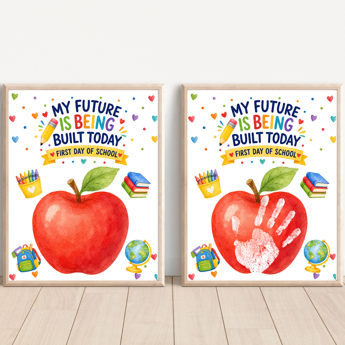 My Future Is Being Built Today Handprint Craft Printable | First Day of School Apple Keepsake | Preschool & Kindergarten PDF
