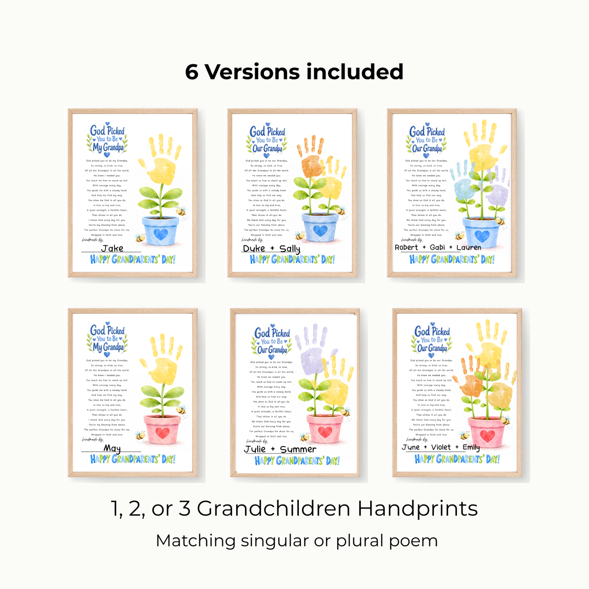 Grandparents Day Handprint Craft for Kids | God Picked You to Be My Grandpa & Our Grandpa Christian Keepsake