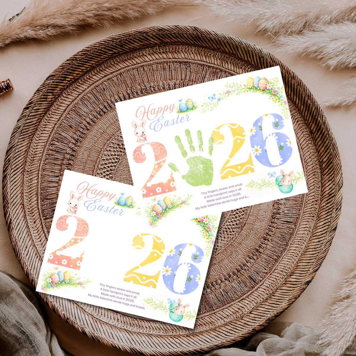 Happy Easter 2026 Handprint Craft Printable for Kids | Easter Keepsake Art | 2026 Easter PDF