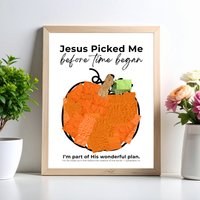 Jesus Picked Me Before Time Began Pumpkin Craft | Christian Fall Printable | Preschool Thanksgiving Activity