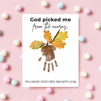 God Picked Me from the Acorns Handprint Craft Printable, Christian Fall Handprint Keepsake, Baby's First Fall, Preschool Autumn Activity
