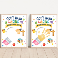 God's Hand Is Guiding Me This School Year Handprint Craft Printable | Christian First Day of School Keepsake