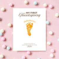 My First Thanksgiving Footprint Craft Printable, Baby's First Thanksgiving Keepsake, Pumpkin Pie Footprint Art, Newborn Thanksgiving Printable PDF