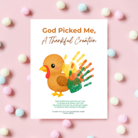 God Picked Me, A Thankful Creation Handprint Craft Printable | Christian Thanksgiving Activity | Preschool Turkey Keepsake