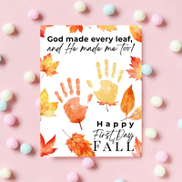 Christian First Day of Fall Handprint Craft Printable, Baby's First Fall Keepsake, God Made Every Leaf, Preschool Autumn Activity, Thanksgiving Craft