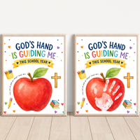 God's Hand Is Guiding Me This School Year Handprint Craft Printable | Christian First Day of School Keepsake