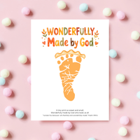 Christian Pie Footprint Craft Printable, Wonderfully Made by God Keepsake, Baby Footprint Art, Fall Thanksgiving Activity, Psalm 139:14 PDF