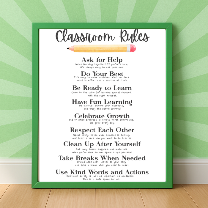 Classroom Rules Poster | Homeschool Rules Chart for Kids | Behavior Expectations & Learning Routine Visual | Educational Wall Art