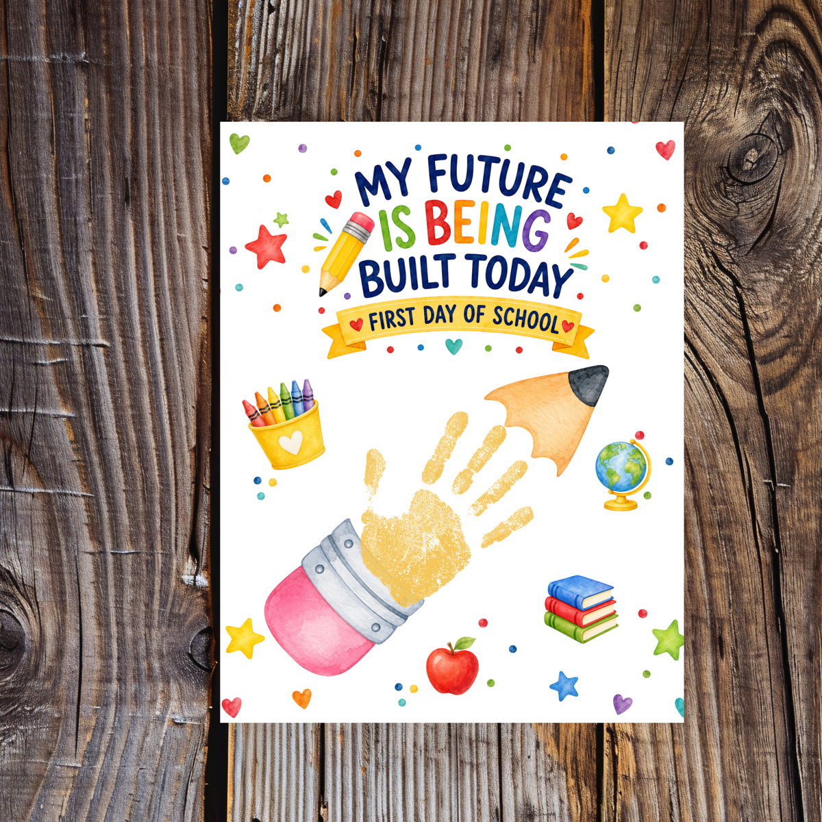 My Future Is Being Built Today Handprint Craft Printable | First Day of School Pencil Keepsake | Preschool & Kindergarten PDF