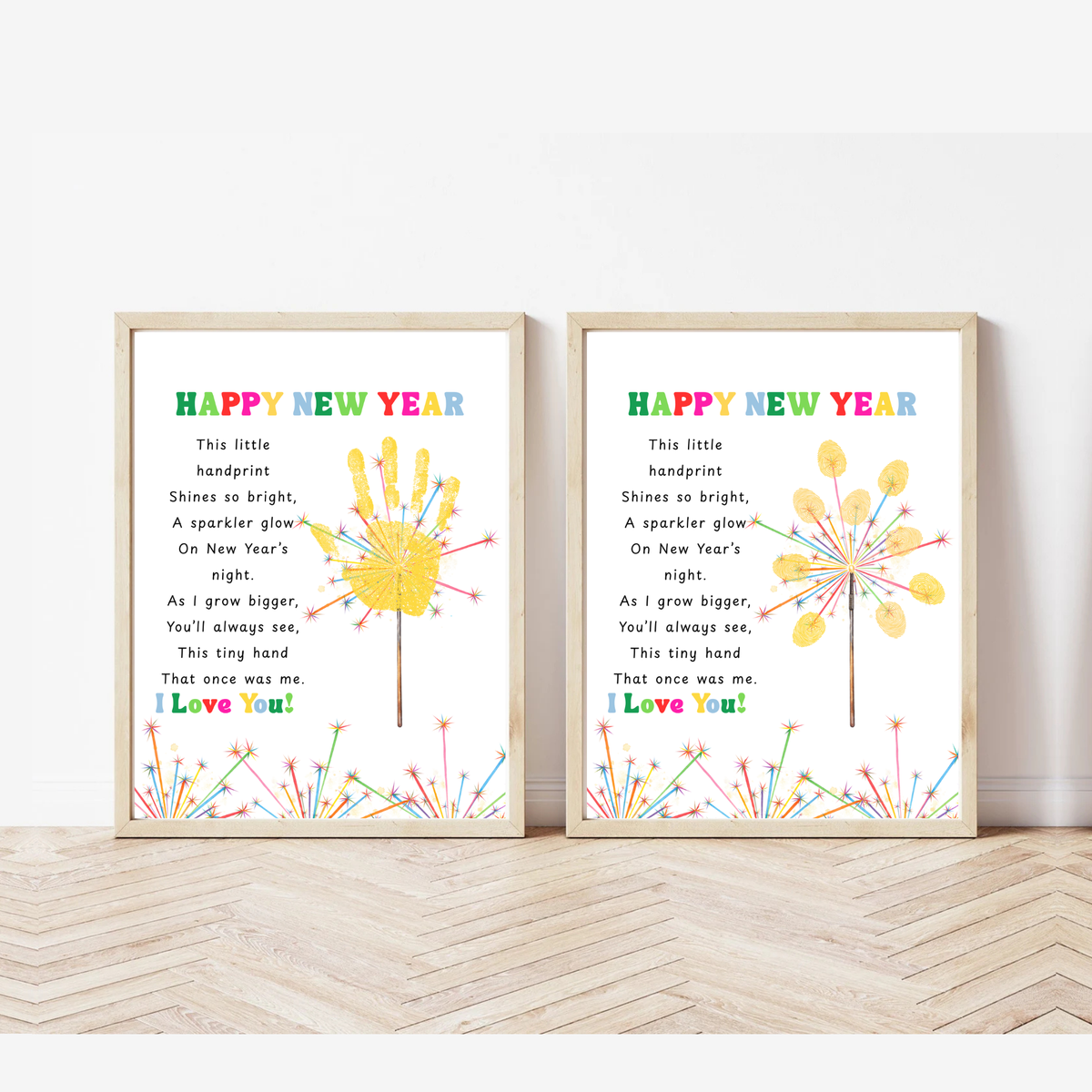 Happy New Year Sparkler Poem Handprint & Fingerprint Craft | New Year's Printable | Preschool New Year Keepsake | Kindergarten 2027 Activity