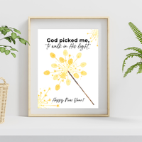 God Picked Me to Walk in His Light New Year Handprint Craft | Christian Sparkler Printable | New Year's Eve Fingerprint Activity | Preschool Christian Keepsake