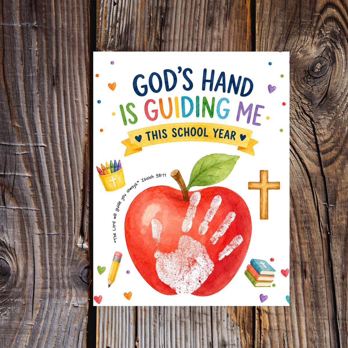 God's Hand Is Guiding Me This School Year Handprint Craft Printable | Christian First Day of School Keepsake