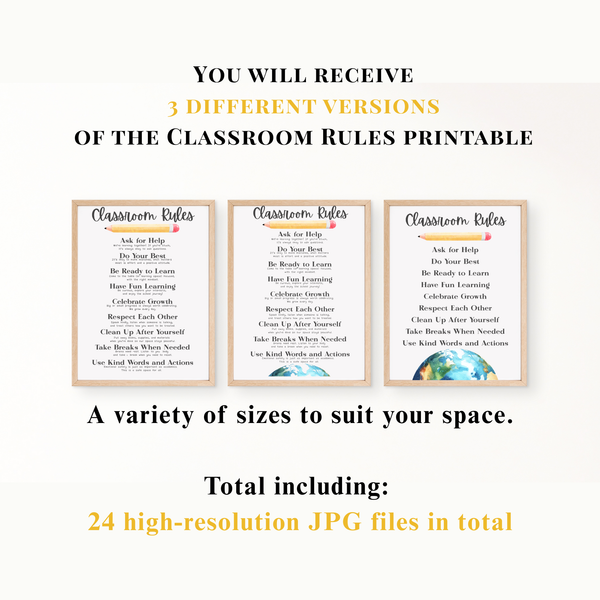 Classroom Rules Printable Poster Set | Preschool Classroom Decor | Classroom Rules Wall Art | Teacher Classroom Poster | Homeschool Classroom Decor